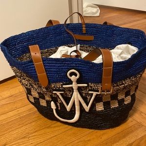 New with tag Jw Anderson straw bag blue
